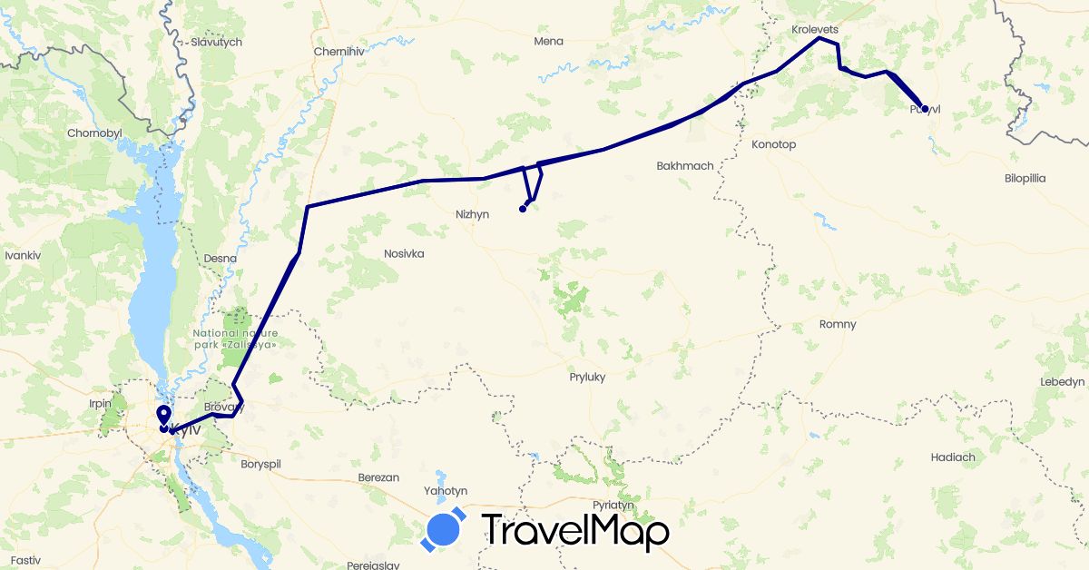 TravelMap itinerary: driving in Ukraine (Europe)